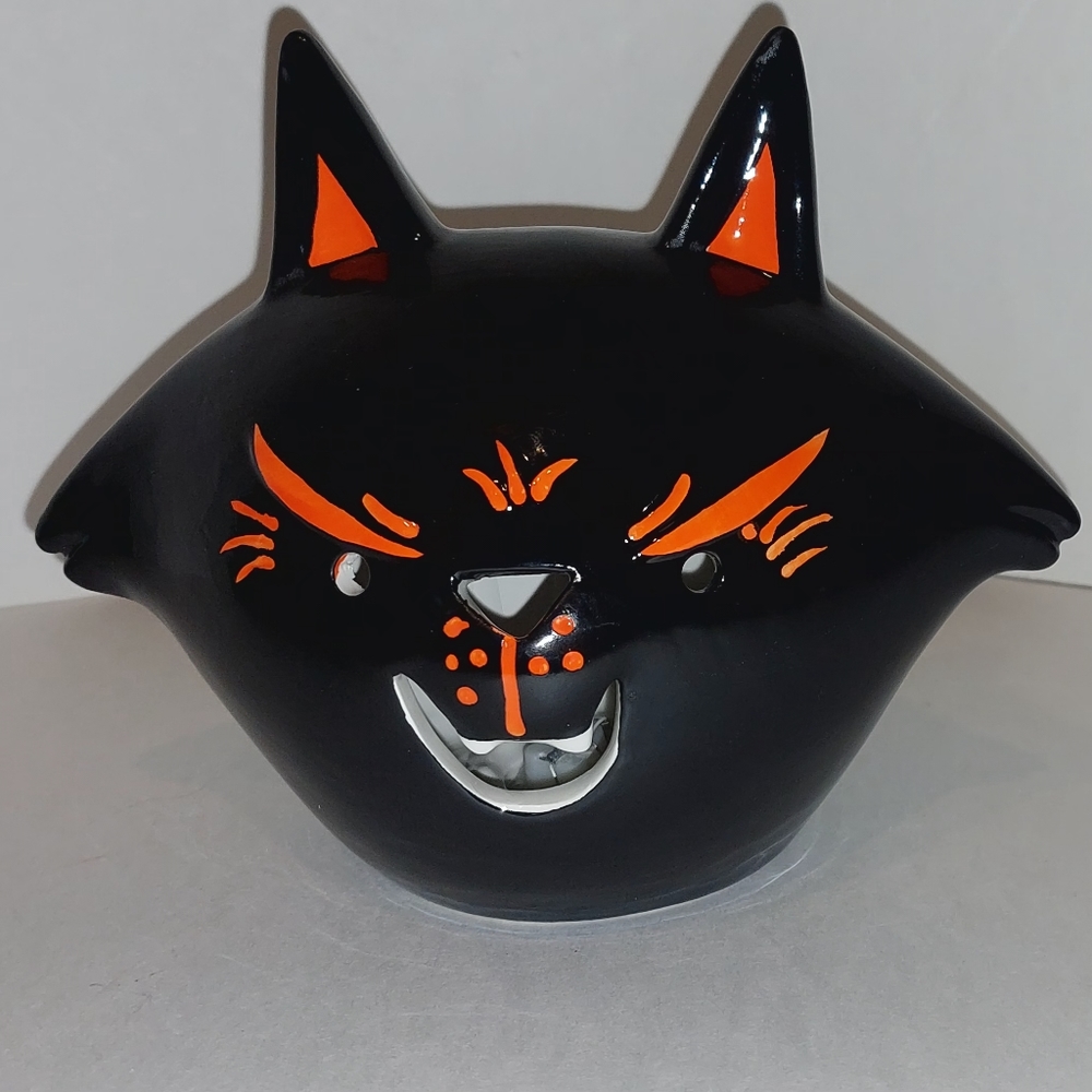 New Halloween Light Up Ceramic Black Cat